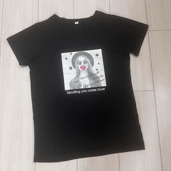 Tシャツ 半袖 チビT サイズ150 大人S位 Y2K 黒
