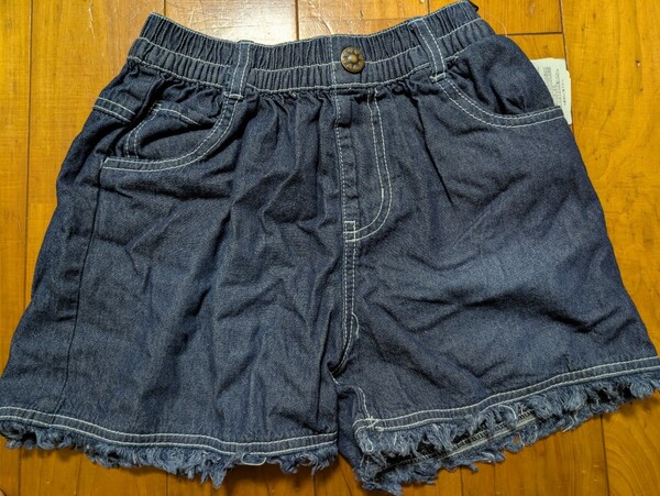 ショートパンツ デニム 140 インディゴ パンツ 半ズボン キッズ 女児 ブルー