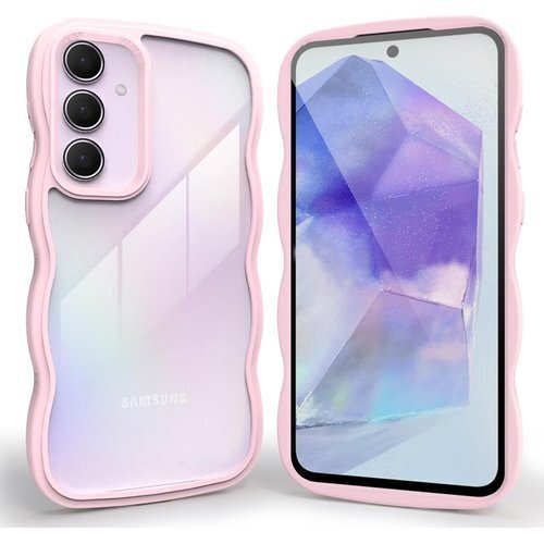 Galaxy A55 5G ケース クリア 全面保護 ンズ保護 おしゃれ 落下防止 ワイヤレス充電対応 ピンク 488