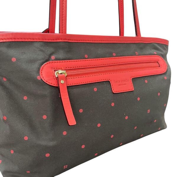kate spade NEW YORK ケイトスペードニューヨーク トートバッグ 肩掛け ショルダーバッグ A4サイズ対応 ドット柄 ブラック×レッド