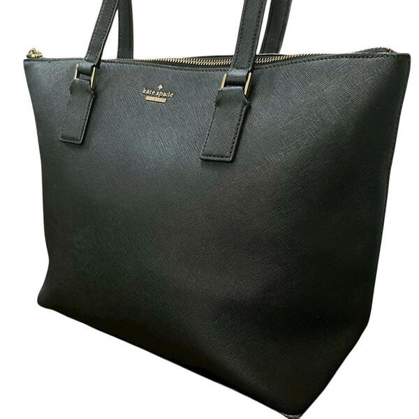 kate spade NEW YORK ケイトスペード ニューヨーク トートバッグ ショルダーバッグ サフィアーノレザー A4サイズ収納可能 肩掛け ブラック