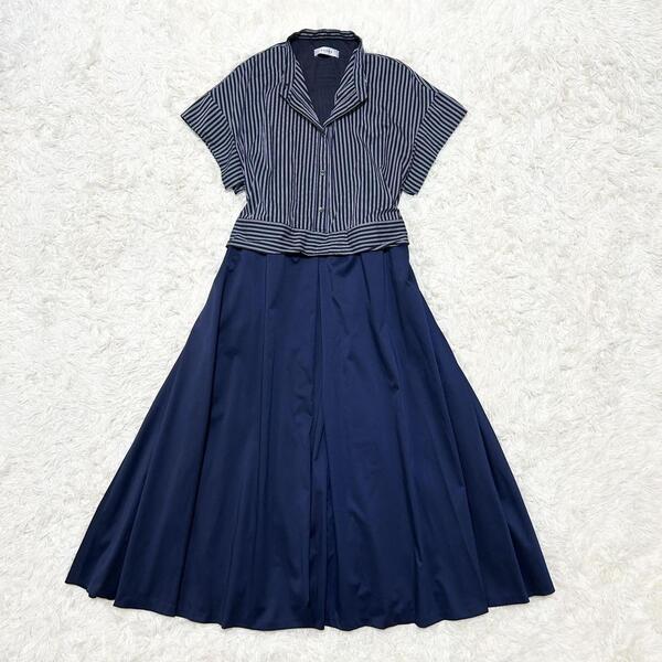 極美品 24SS 完売品 ADORE アドーア クリアツイルワンピース 紺 38