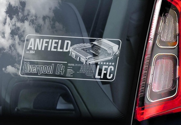 ◆送料無料 アンフィールド/リヴァプール FC ANFIELD Liverpool① 外張り カーステッカー 22×10cm 外貼り カー ステッカー サッカー@4309