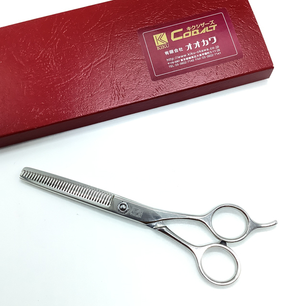 【キクオオカワKIKU OKAWA】635E COBALT シザー セニング 美容ハサミ すきばさみ 美容師 理容師 約20~30% 右利き 6インチ 中古 sc2182