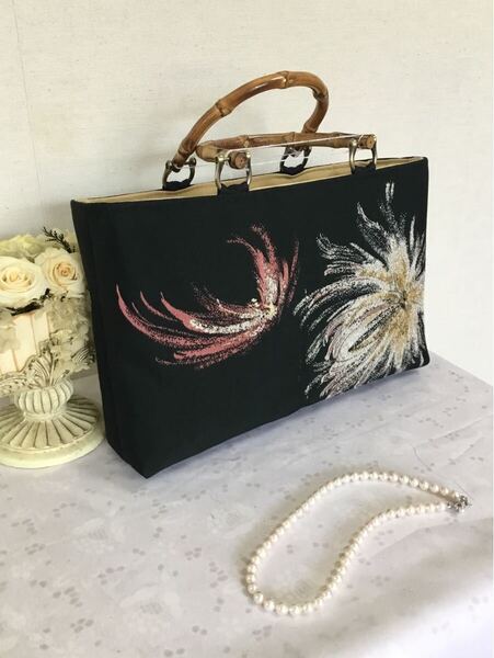 花ぷらら・オリジナル・洋服でも着物でも使える・ハンドメイド・リメイク・着物・ちょっと小さめ・カバン・トートバッグ・405