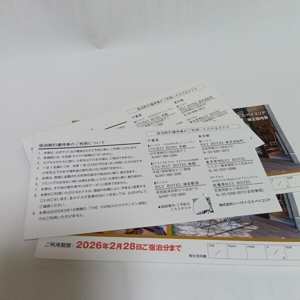 東京 宿泊割引券 8000円分=2000円×4枚 BAYHOTEL CVS 株主優待 2026.2/28 シー ヴイ エス ベイエリア ディズニー コンサート イベント 宿泊