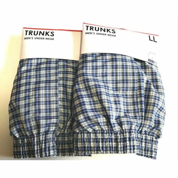 メンズシンプルトランクス2枚セット 定番チェック柄 LLサイズ