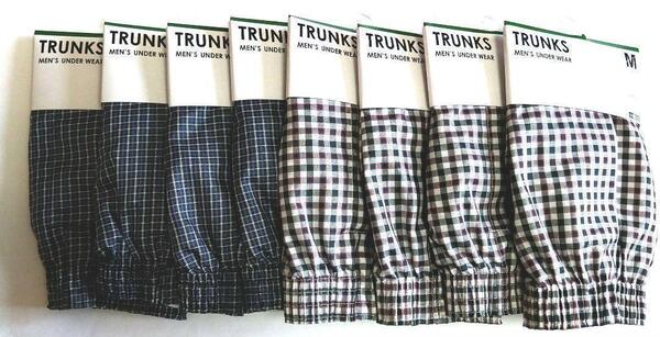 メンズシンプルトランクス8枚セット 定番チェック柄Mサイズ