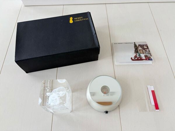 Mylan クリスタル オブジェ 置物 3D クリスマス サンタクロース LED台座