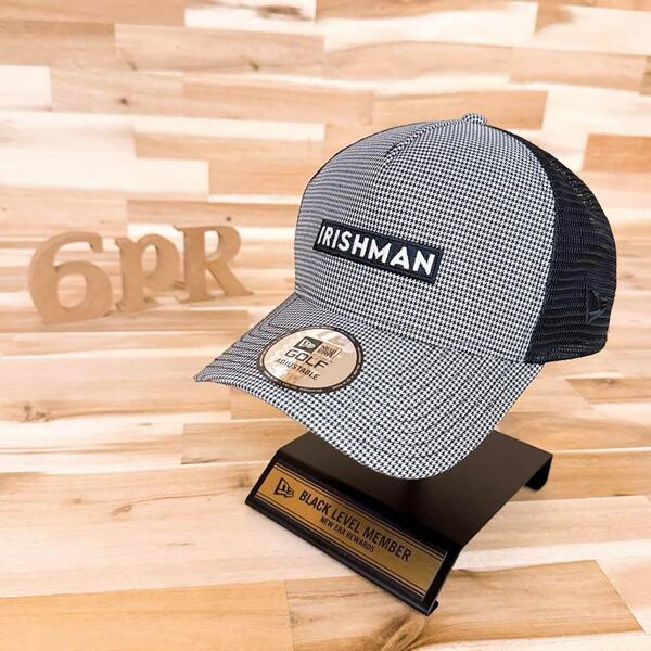 美品【ニューエラ×アイリッシュマン】限定コラボ ブロックロゴ キャップ 黒×白【HFby6PR】メンズ・帽子・春夏・秋冬【5D9W】