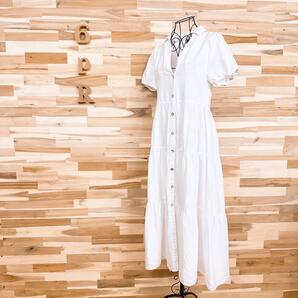 【ザラ】リネン×コットン ブレンド ティアード ロング ワンピース XS 白【HFby6PR】レディース・洋服・春夏【1MQU】