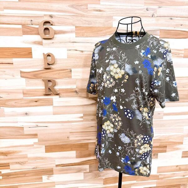 未使用【アーデム×エイチアンドエム】花柄 半袖Tシャツ S オリーブ×カラフル【HFby6PR】メンズ・洋服・春夏【6BTR】