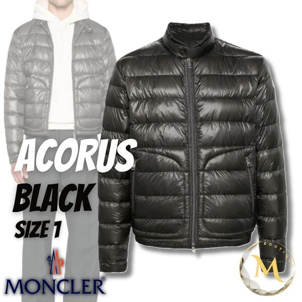 ◆定価21万円【新品未使用タグ付き・本物保証】MONCLER ACORUS 軽量ダウンジャケット TG1 ブラック色 黒色 M 専用収納袋付き