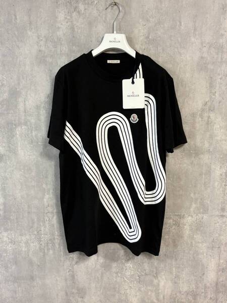 ☆新品未使用タグ付き☆ MONCLER stripped line print MAGLIA T-SHIRT Tシャツ 紺色 ブラック色 黒色 Mサイズ