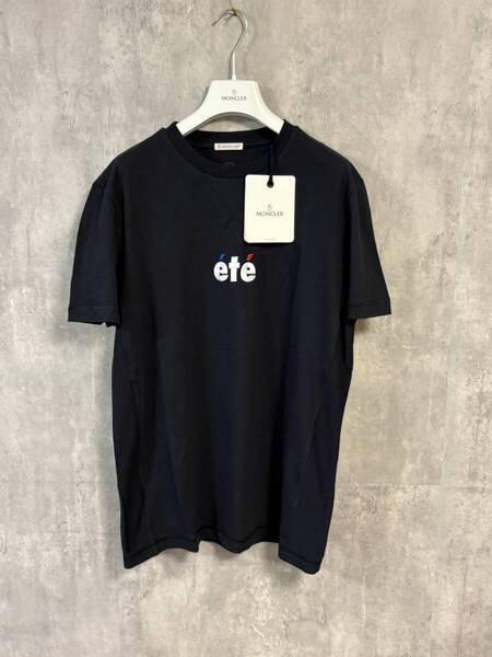 ☆新品未使用タグ付き☆ MONCLER embroydered lettering MAGLIA T-SHIRT Tシャツ ブラック色 黒色 Mサイズ
