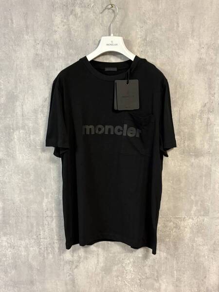 ☆新品未使用タグ付き☆ MONCLER lettering font logo MAGLIA T-SHIRT Tシャツ ブラック色 黒色 Mサイズ