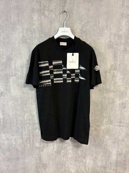 ☆新品未使用タグ付き☆ MONCLER Geometrical alligment MAGLIA SS T-SHIRT Tシャツ ブラック色 黒色 XSサイズ