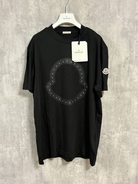 ☆新品未使用タグ付き☆ MONCLER leatherline logo MAGLIA SS T-SHIRT Tシャツ ブラック色 黒色 Lサイズ