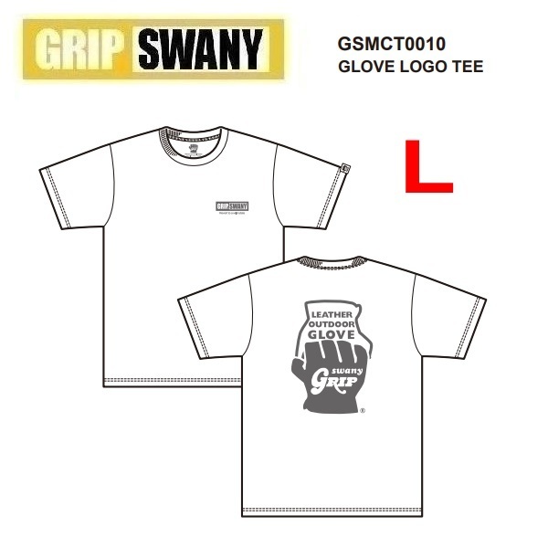 GRIP SWANY グリップスワニー グローブロゴTシャツ ホワイト L GSMCT0010 メンズ Tシャツ バックプリント アウトドア