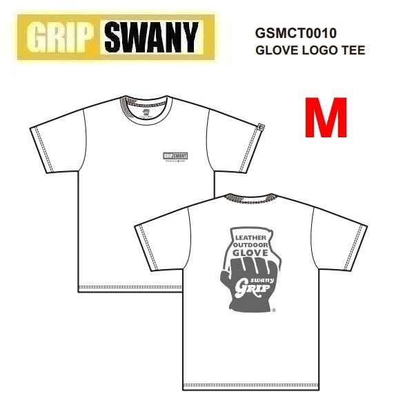 GRIP SWANY グリップスワニー グローブロゴTシャツ ホワイト M GSMCT0010 メンズ Tシャツ バックプリント アウトドア