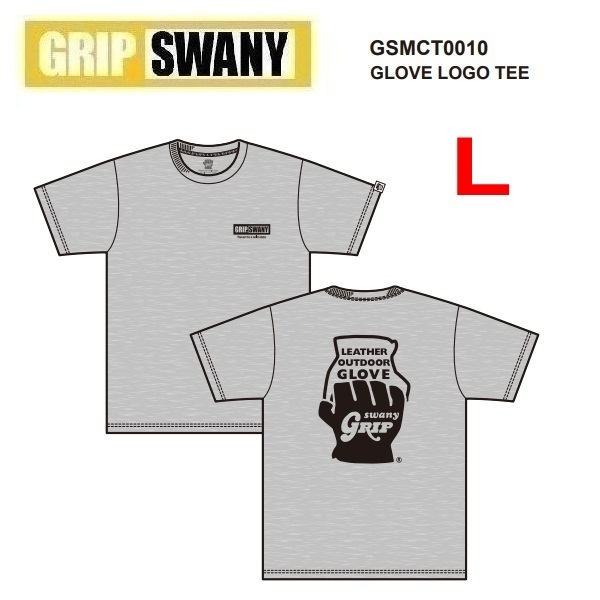 GRIP SWANY グリップスワニー グローブロゴTシャツ グレー L GSMCT0010 メンズ Tシャツ バックプリント アウトドア