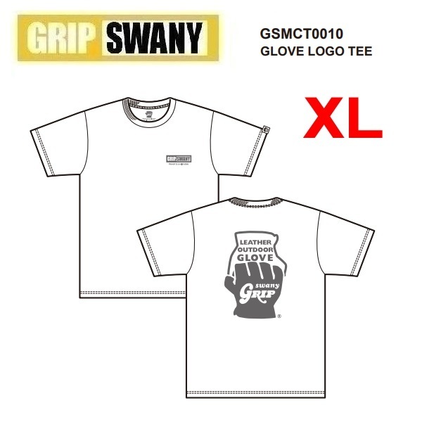 GRIP SWANY グリップスワニー グローブロゴTシャツ ホワイト XL GSMCT0010 メンズ Tシャツ バックプリント アウトドア