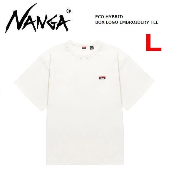 NANGA ナンガ エコハイブリッド ボックスロゴエンブロイダリーTシャツ ホワイト L 1G804 メンズ Tシャツ アウトドア