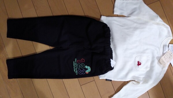 送料無料 車 長袖Tシャツ はらぺこあおむし ズボン 95㎝