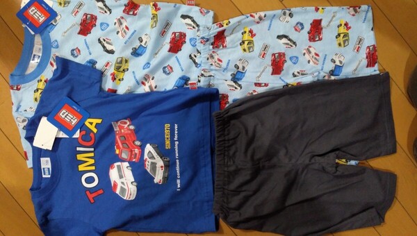 送料無料 トミカ パジャマ 半袖Tシャツ 半ズボン 100㎝ 綿100%