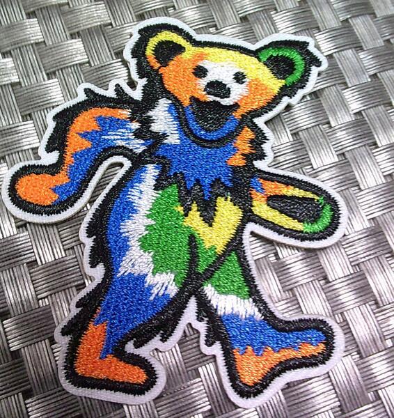 《幻覚色彩GD子熊》新品■小型☆熊GD■ダンシングベア GRATEFUL DEAD グレイトフル・デッド 刺繍ワッペン◆音楽 ミュージック■衣服DIY