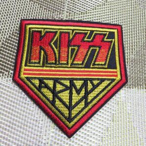 《HM黄赤炎KS》HM(ホームベース)型◆新品キッス KISS アメリカ ハードロック・バンド 刺繍ワッペン(パッチ)◆ ミュージシャン◇