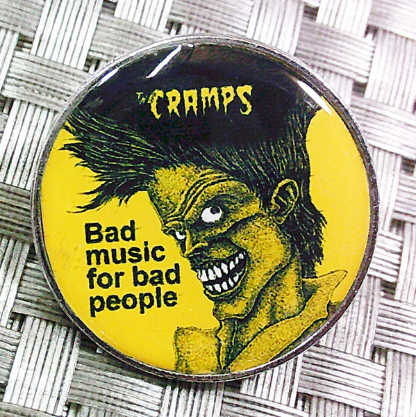 《黄円CR鬣筋肉顔》音魂■新品クランプス THE CRAMPS ガレージロック サイコビリー アメリカ US 激渋 金属ピンバッジ■アメリカ 音楽