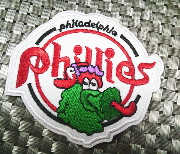 《白赤Ph緑萌キャラ》◆新品 MLB フィラデルフィア・フィリーズhillies 野球 ベースボール 刺繍ワッペン◆マスコット◎メジャーリーグ