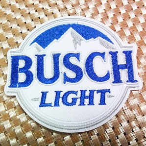 《青空雪山BS》麦魂 『BUSCH LIGH Busch Light』 アメリカ ビール 刺繍ワッペン■サバゲー ミリタリー ファッション■洋服・衣類・衣服DIY