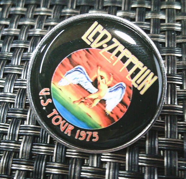 《PN黒円LZ虹翼男1975》新品US TOUR 1975激渋 レッド・ツェッペリンLed Zeppelin ロンドン イギリス UKロックバンド ピンバッジ■音楽