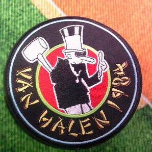 LR黒円◆激渋VAN HALEN『1984』ヴァン・ヘイレン USA ハンマー音楽■ミュージック 刺繍ワッペン激渋 木槌◎アメリカ ハードロックバンド