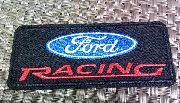 《黒角丸長方形FD青赤》新品Ford Racingフォード レーシング 刺繍ワッペン◇モータースポーツ NASCAR アメリカ■洋服・衣類・衣服DIY