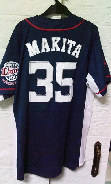 紺L■新品Majestic2017埼玉西武ライオンズ Saitama SEIBU Lions 牧田 和久 35番 ビジター ユニフォーム ■豪華刺繍◆☆プロ野球