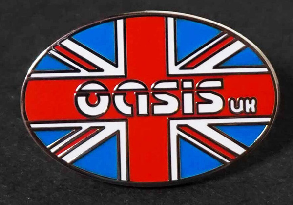 《楕円OS英国旗》新品『oasis オアシス』■UK ユニオンジャック イギリス バント■collectionピンバッジ バッチ■ロックバンド.Music 音楽