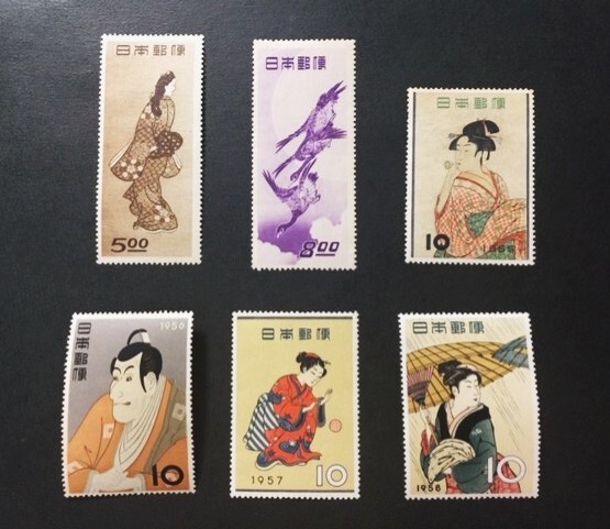美品・希少】銭単位 見返り美人 月に雁 切手 切手趣味週間 2種