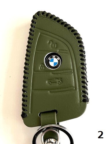 牛革ぴったりフィット BMW Xタイプ スマートキーケース カーキ色縫い糸黒 2