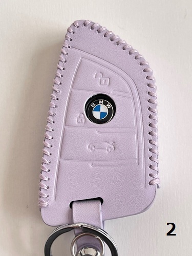 牛革ぴったりフィット BMW Xタイプ スマートキーケース パステルパープル色2