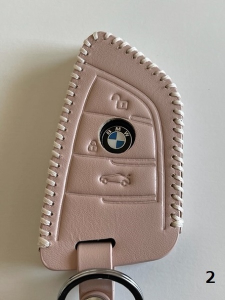 牛革ぴったりフィット BMW Xタイプ スマートキーケース ピンクベージュ色 2
