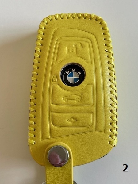 牛革 ジャストフィット BMW スマートキーケース Fシリーズ イエロー色 2