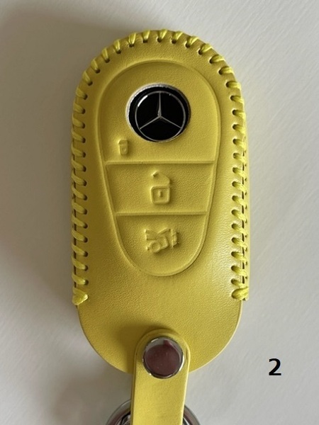 牛革ぴったりフィット ベンツ スマートキーケース W223 イエロー色 2