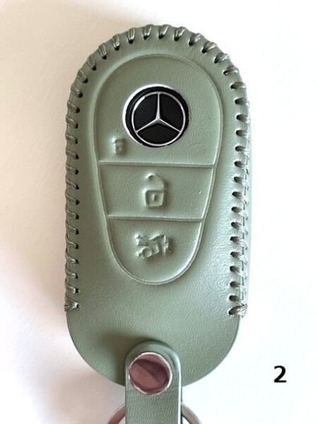 牛革ぴったりフィット ベンツ スマートキーケース W223 モスグリーン色 2