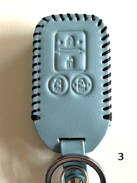 牛革ジャストフィット スペーシア スマートキーケース ソリオ パステルブルー色3