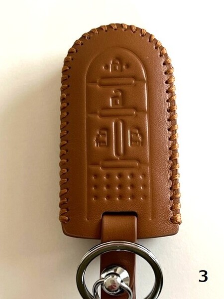 牛革ジャストフィット ウェイク スマートキーケース キャンバス ブラウン色 3
