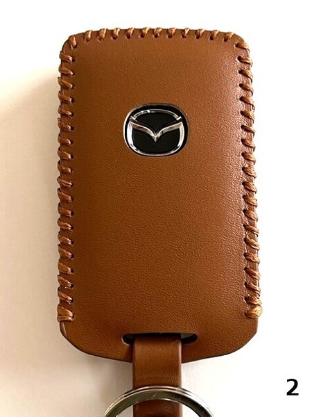 牛革ジャストフィット 新型マツダ3 スマートキーケース ブラウン色 2