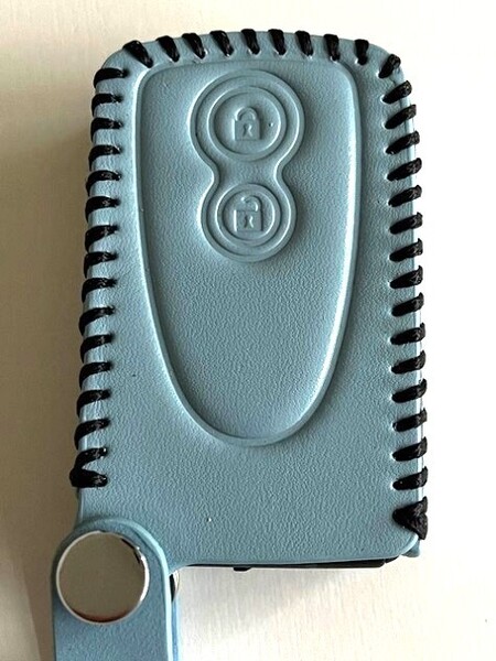 牛革収まるフィット ココア スマートキーケース ムーヴ タント Pブルー色 1